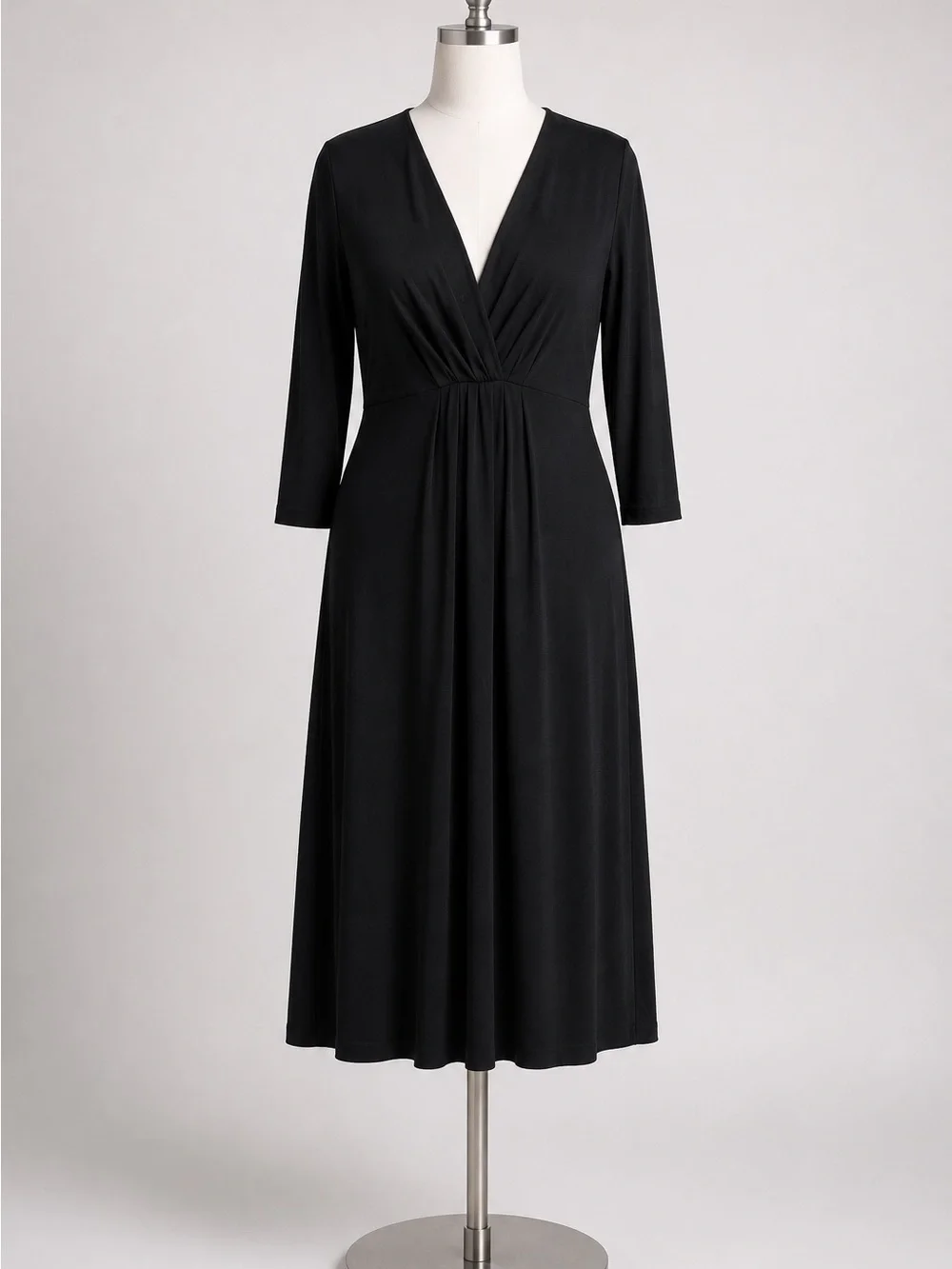 BODEN Black Draped V-Neck Maxi Dress with 3/4 Sleeves Size 16 long - Picture 1 of 12
